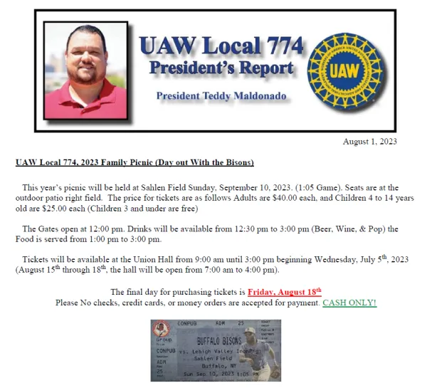 President S Report August 1 2023 Uaw Local 774